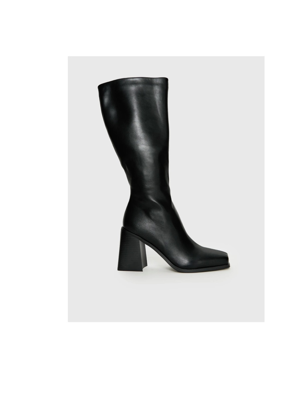Princess Polly Black Mid-Calf Block Heel Boots